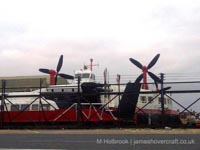 SRN4 hovercraft at the Hovercraft Museum, in HMS Daedalus site, Gosport