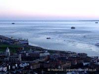 Hovertravel AP1-88 arriving at Southsea hoverport as viewed from the Spinnaker tower