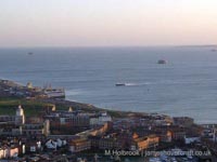 Hovertravel AP1-88 arriving at Southsea hoverport as viewed from the Spinnaker tower