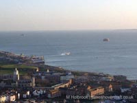 Hovertravel AP1-88 departing from Southsea hoverport as viewed from the Spinnaker tower