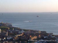 Hovertravel AP1-88 departing from Southsea hoverport as viewed from the Spinnaker tower