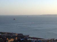Hovertravel AP1-88 departing from Southsea hoverport as viewed from the Spinnaker tower