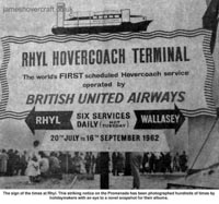 The world's first hovercoach - advert for the VA3 service from Rhyl (Wales) to Wallasey (England)