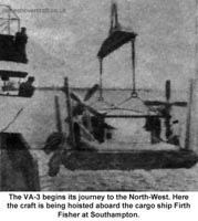 Being loaded from the Vickers Armstrong base at Southampton for transport to Firth Fisher