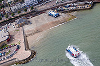 AP1-88 hovercraft arriving at Ryde Hoverport from the air