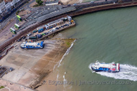 AP1-88 hovercraft arriving at Ryde Hoverport from the air