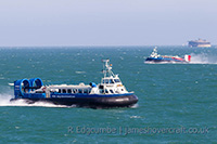 Freedom 90 and Island Express crossing mid-solent