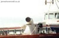 Close-up of a bow thruster on an AP1-88. This (starboard) thruster and its counterpart (port) can be rotated through 360&deg;, allowing precise control of yaw when stationary or in motion. Fed by bleed air from the lift system these bow thrusters are aligned facing aft during cruise to give maximum thrust. Here they are shown rotated to the starboard aiding in lateral movement on land. For braking, they can be swivelled to oppose the direction of travel of the craft, and act akin to thrust reversers