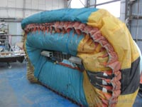 Underside showing skirt construction and finger attachments