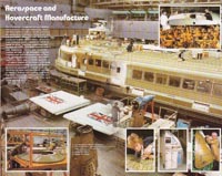 Centre-fold pages showing the SRN4 under construction, with inset images