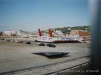 Cars on the pad exiting the sister-ship
