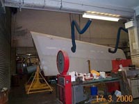 Fin re-spraying in the paint shop