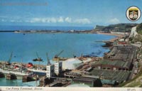 Colour postcard showing the initial phase of construction of the new Seaspeed hoverport