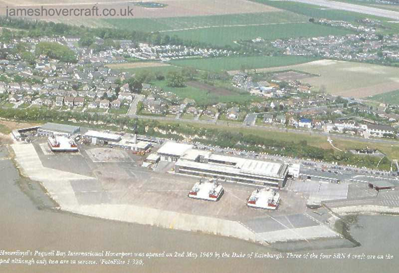 Photo: Pegwell Bay hoverport in full swing back in the 1970's (FotoFlite in Cowsill & Hendy, 1991). The hoverport was opened on 2nd May, 1969 by the Duke of Edinburgh [Cowsill & Hendy, 1991].